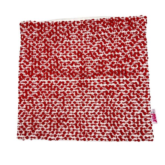 Le Pouf Textured Pillow Covers Red Cream No Pillow - Picture 4 of 10